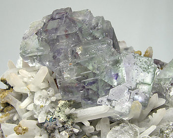 Fluorite with Quartz, Chalcopyrite and Siderite. 