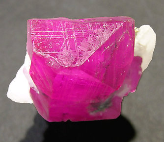 Corundum (variety ruby) with Calcite. Top