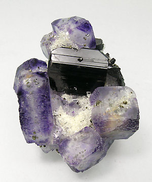 Ferberite with Fluorite, Quartz and Pyrite. Front