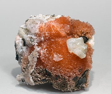 Inesite with Hydroxyapophyllite-(K), Calcite and Prehnite. 