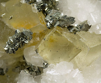 Fluorite with Calcite and Marcasite. 