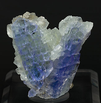 Zoisite (variety tanzanite) with Prehnite and Chabazite. Front