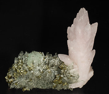 Calcite with Fluorite, Chalcopyrite and Quartz. Front