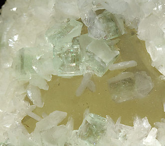 Calcite with Stilbite and Fluorapophyllite-(K). 