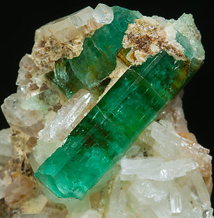 Beryl (variety emerald) with Albite. 