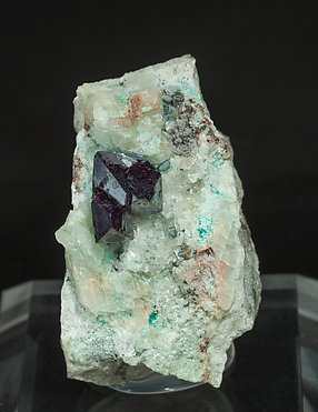 Cuprite with Calcite and Chrysocolla. 