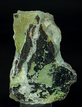 Aurichalcite on Calcite with Aurichalcite inclusions (variety zeiringite). 