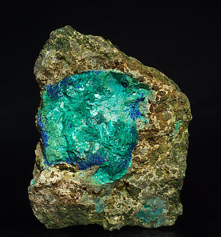 Tyrolite with Azurite and Chrysocolla. 