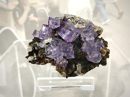 Fluorite with Quartz and Goethite.