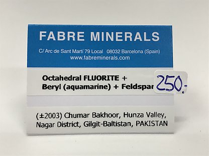 Octahedral Fluorite with Beryl (aquamarine) and Feldspar