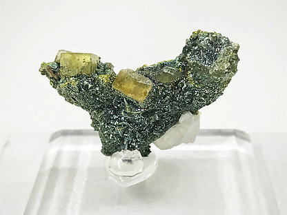 Pyrite with Fluorite and Calcite .