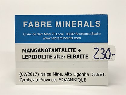 'lepidolite' after Elbaite and with Manganotantalite