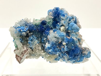 Shattuckite with Quartz and Malachite. 