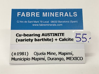 Cu-bearing Austinite (variety barthite) with Calcite