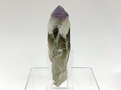 Quartz (variety amethyst) on Quartz (variety smoky). 