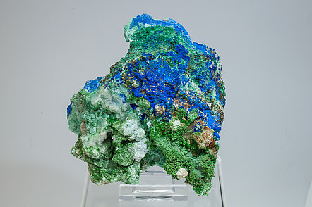 Azurite with Malachite, Conichalcite, Olivenite and Calcite. 