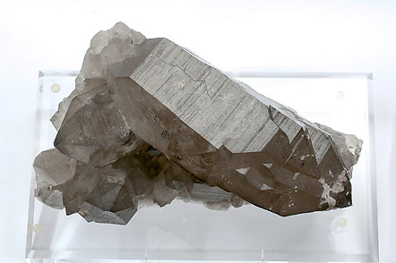 Quartz (variety smoky and variety gwindel). 