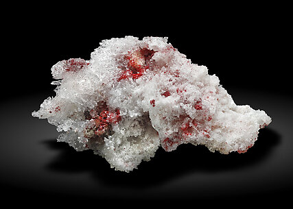 Cinnabar with Quartz, Calcite and Gypsum.