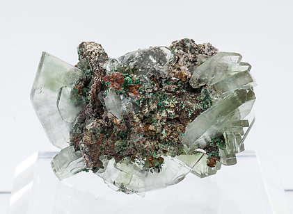 Baryte with Malachite inclusions.