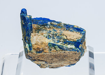 Chalcostibite with Azurite and Malachite.