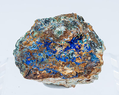 Linarite with Caledonite, Sphalerite and Calcite. 