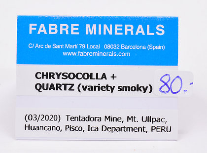 Chrysocolla on Quartz (variety smoky)