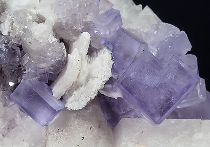 Fluorite with Calcite and Quartz. 