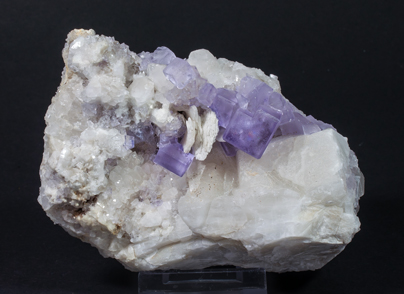 Fluorite with Calcite and Quartz.