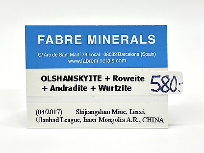 Olshanskyite with Roweite, Andradite and Wurtzite