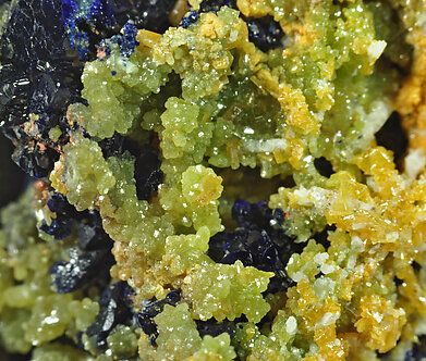 Azurite with Mimetite and Wulfenite. 