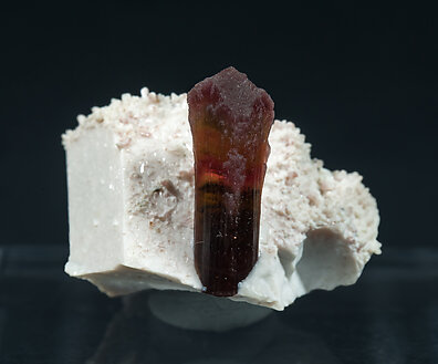 Elbaite-Schorl Series (variety rubellite) with Microcline and Feldspar. 