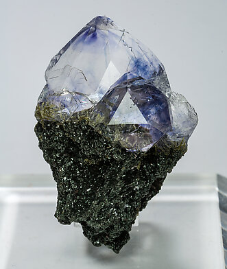 Fluorite (octahedral) with Mica (Group). 