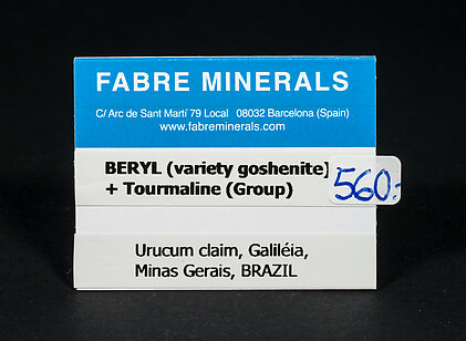 Beryl (variety goshenite) with Tourmaline (Group)