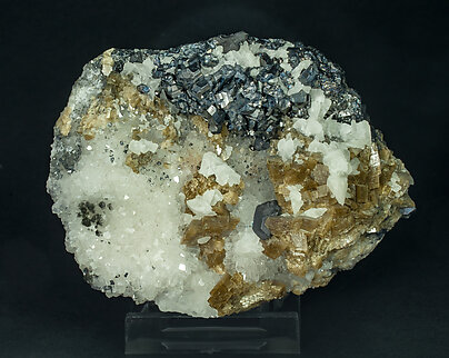 Bournonite with Galena, Siderite, Quartz and Calcite. 