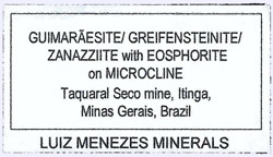 Guimaresite with Greifensteinite, Zanazziite, Eosphorite and Microcline. 