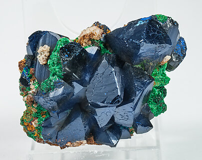 Azurite with Malachite and Quartz.