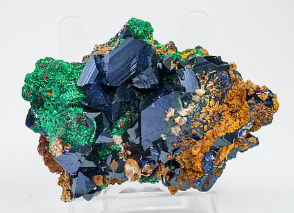 Azurite with Malachite and Quartz.