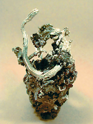 Wire Silver with Rhodochrosite. 
