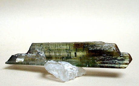 Elbaite doubly terminated with Quartz.