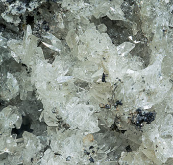 Pentahydroborite with Andradite, Galena and Wurtzite. 