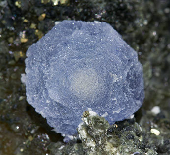 Fluorite with Muscovite, Quartz and Pyrite. 