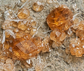 Grossular (variety hessonite) with Wollastonite and Fluorapophyllite-(K) . 