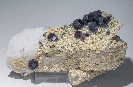 Fluorite with Siderite and Quartz. 