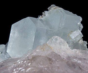 Fluorite with Beryl (variety aquamarine) and Muscovite. 