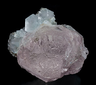 Fluorite with Beryl (variety aquamarine) and Muscovite. Front
