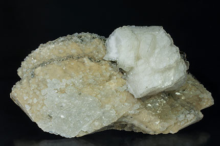 Siderite with Dolomite, Calcite, Ferberite and Pyrite. 