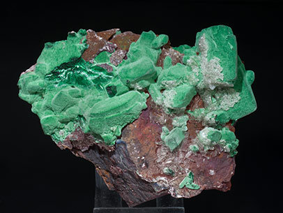 Malachite after Azurite with Baryte.