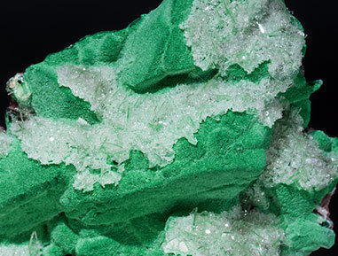 Malachite after Azurite with Baryte. 