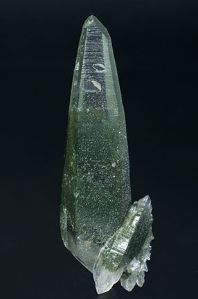 Doubly terminated Quartz with Chlorite inclusions. Front