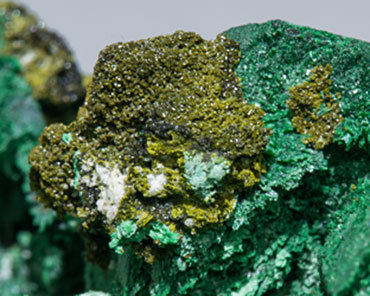Tangeite with Malachite after Azurite. 